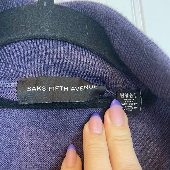 Saks Fifth Avenue Men’s Purple Wool Blend Mock neck Pullover Sweater Size M - Picture 3 of 5